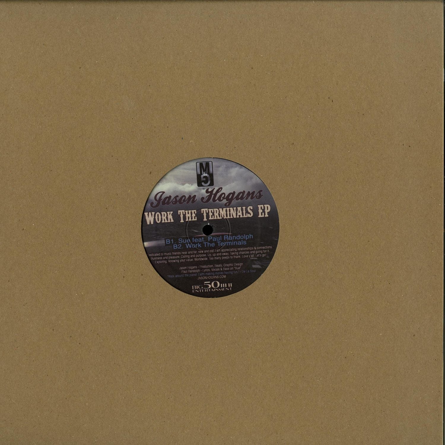 Decks vinyl record "Work the Terminals" by Jason Hogans, Andrés, and Paul Randolph, showing the back cover design.