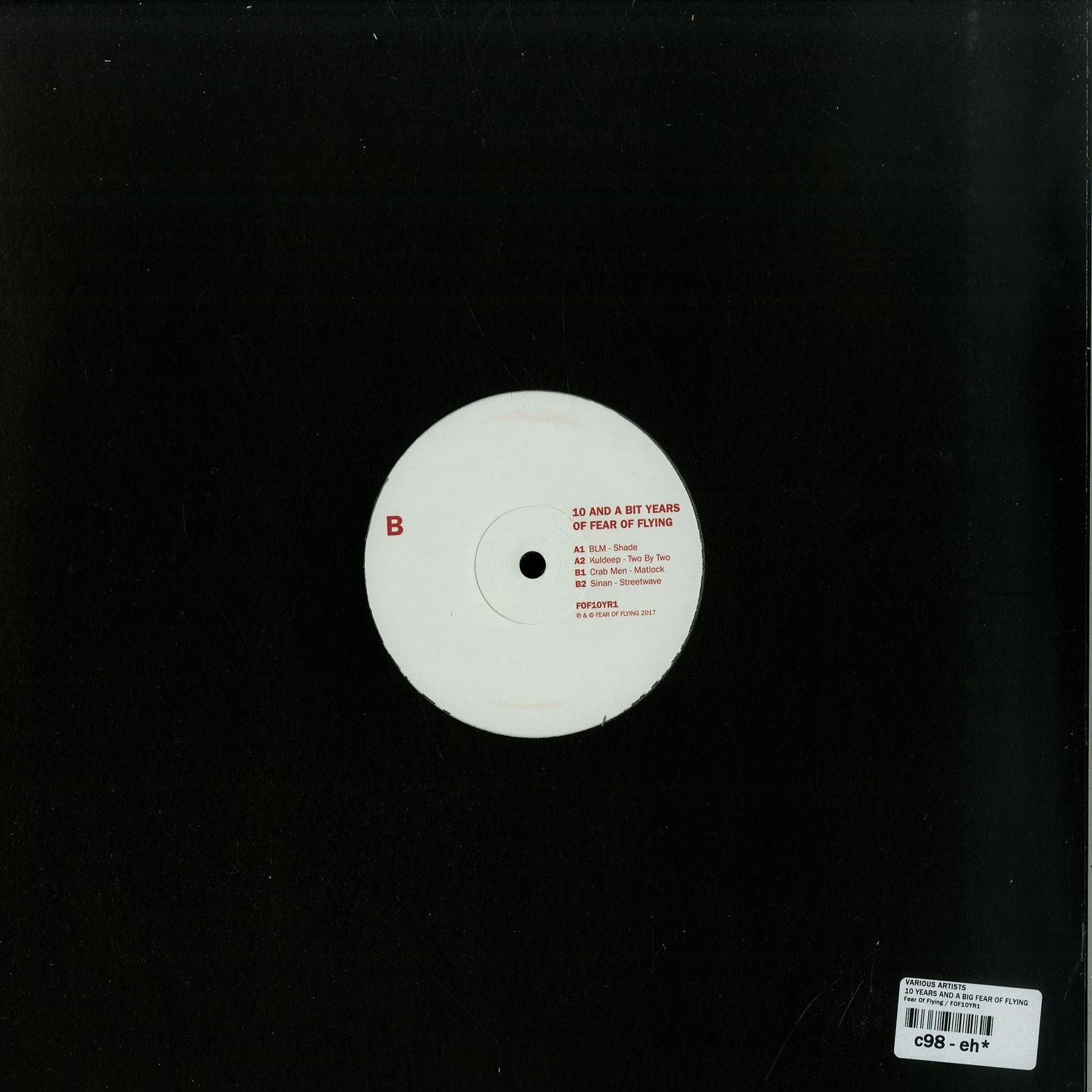 Decks vinyl record of BLM, KULDEEP, CRAB MEN, SINAN titled "10 AND A BIT YEARS OF FEAR OF FLYING" showing the back cover artwork.