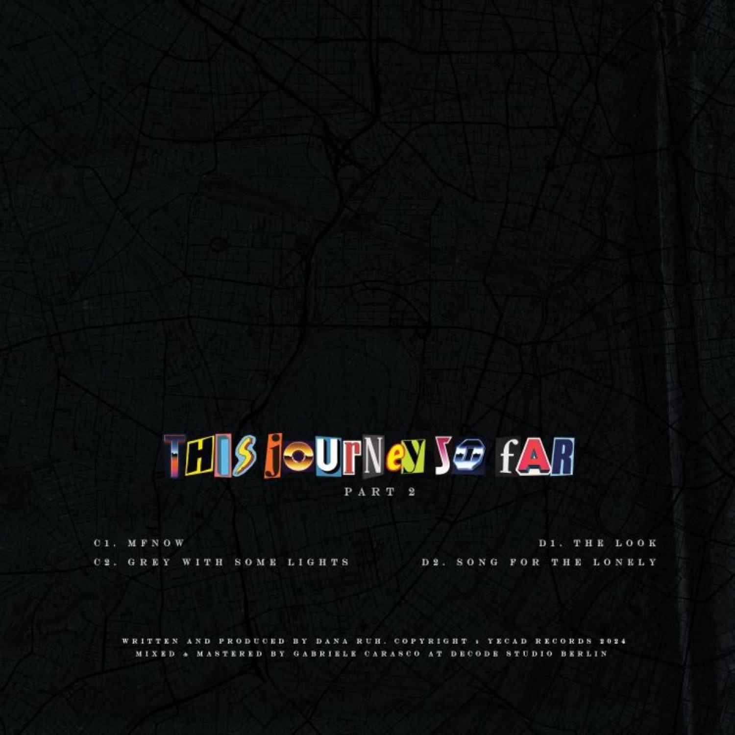 Back cover of Vinyl Future's DANA RUH – This Journey So Far Part 2 vinyl record, featuring artwork and track details.