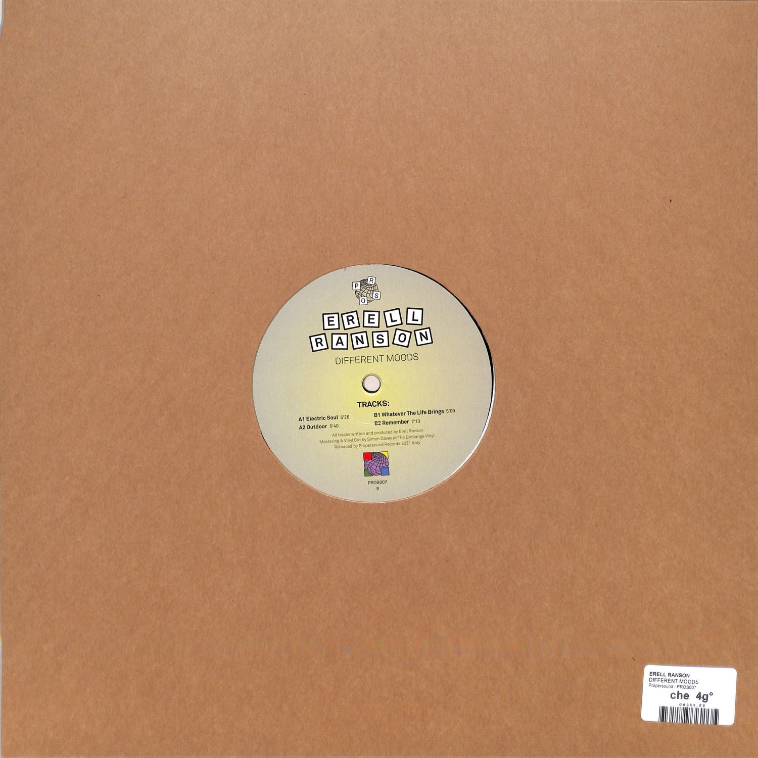 Decks ERELL RANSON vinyl record titled "Different Moods" with colorful abstract album cover art.