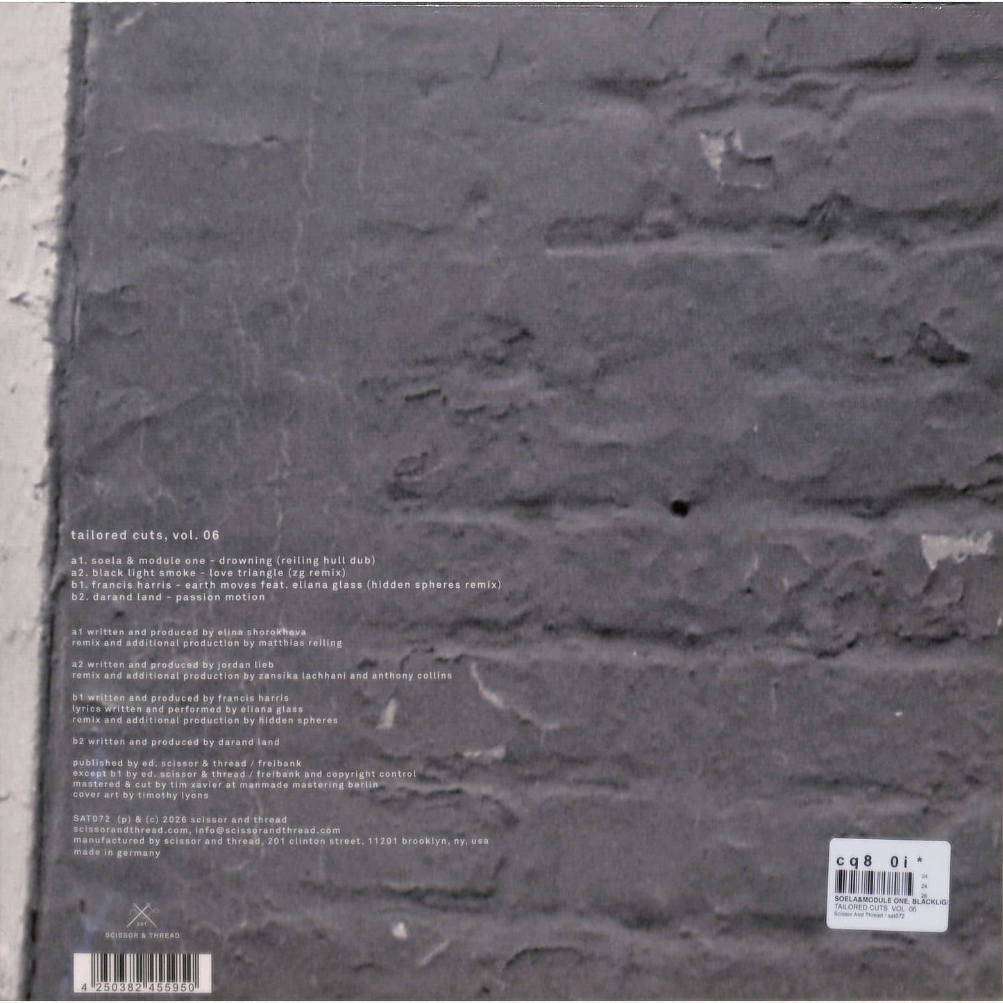 Black vinyl record by Word and Sound featuring SOELA & Module One, Francis Harris, Darand Land on Tailored Cuts Vol. 06.