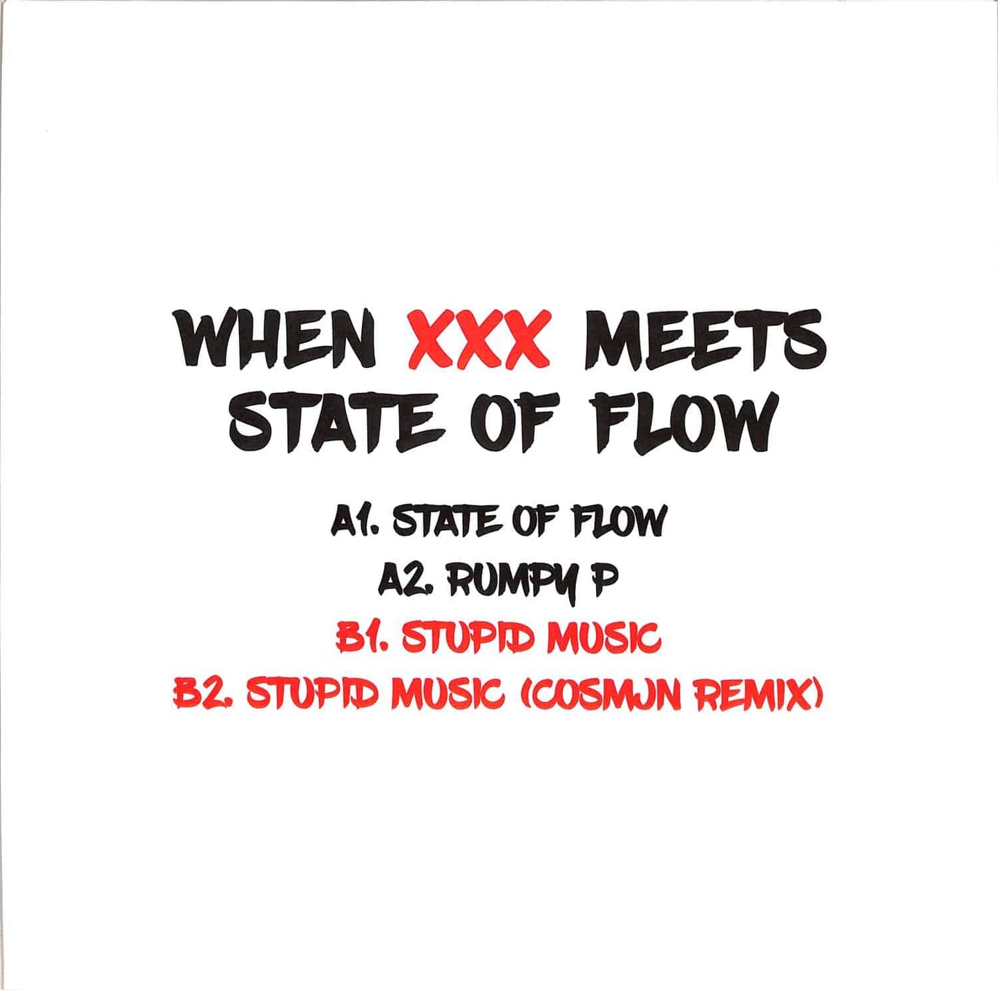 Back of Vinyl Future's XXX CULTURE, COSMJN vinyl record featuring artwork and label details for the album "When XXX Meets State of Flow."