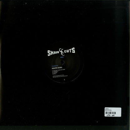 Back cover of Second Hand FARRON – DEATH DUEL vinyl record with dark artwork and tracklist visible.