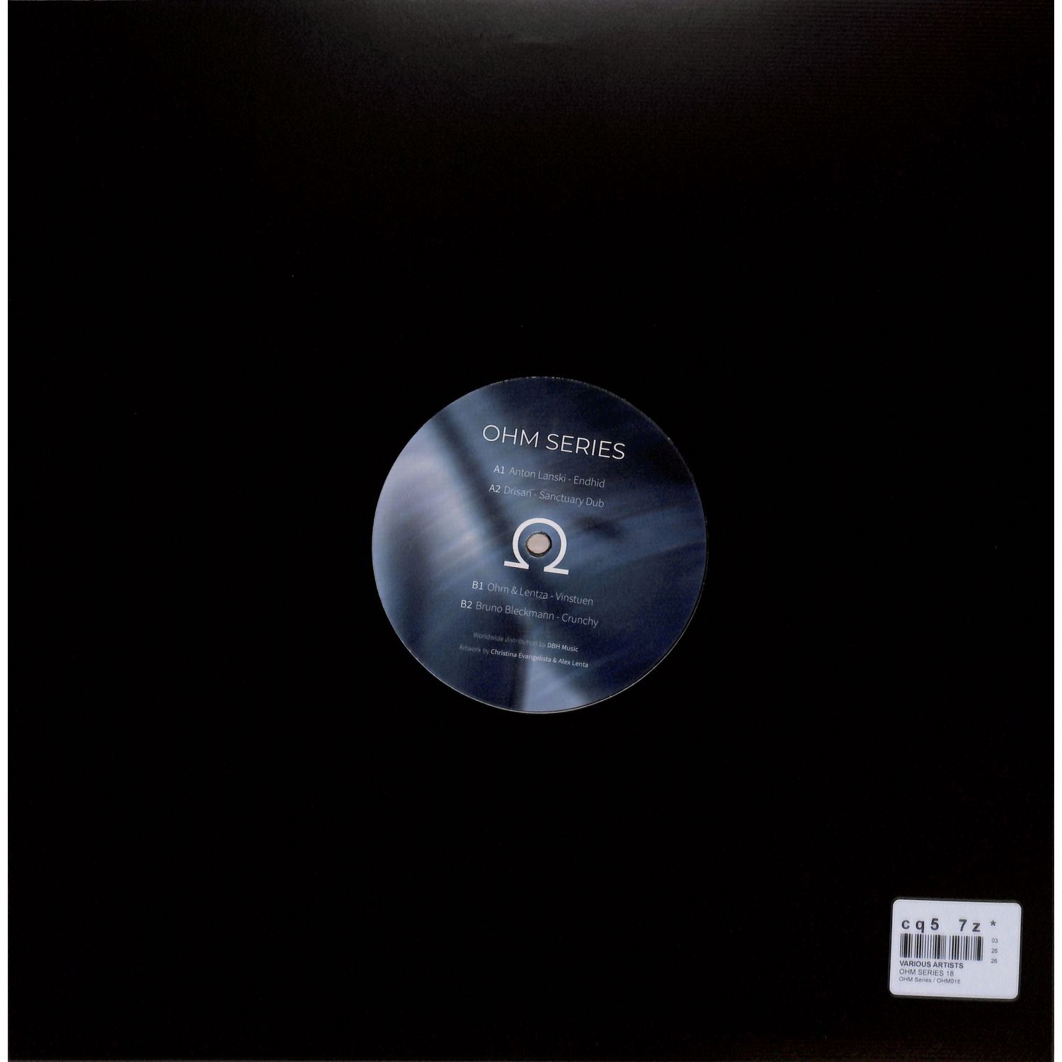 Vinyl record from the Ohm Series 18 by Bruno Bleckmann, part of the Drisan, Ohm & Lentza collection, featuring abstract album artwork.