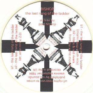 Back cover of Second Hand BISHOP vinyl record titled "The Last Rung of the Ladder" featuring artwork and track details.