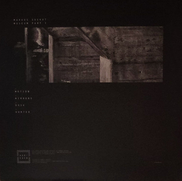 Decks Markus Suckut Museum Part I vinyl record showing the back cover with artwork and tracklist.