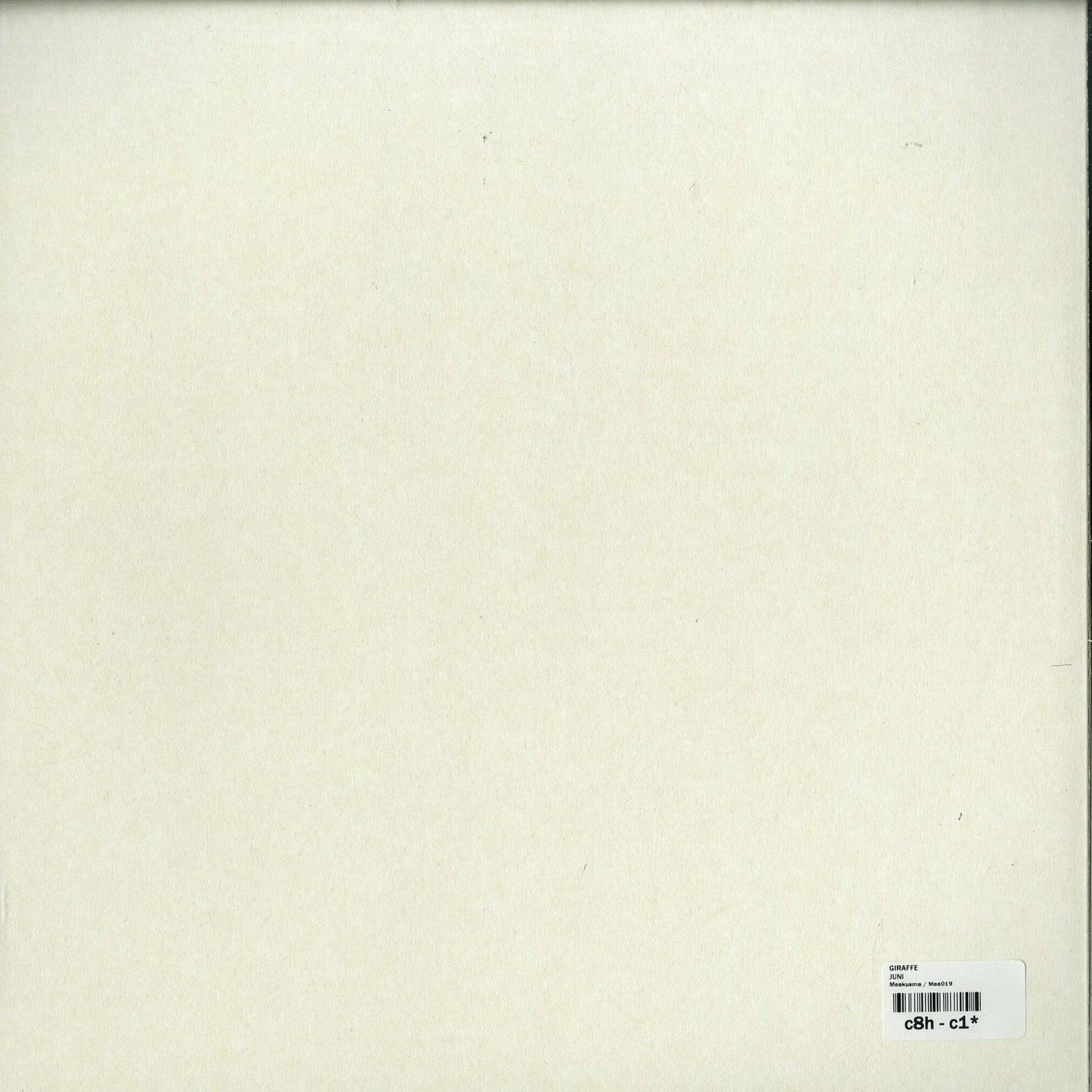Back of Second Hand GIRAFFE – JUNI vinyl record, featuring record label and artwork details on the black vinyl surface.