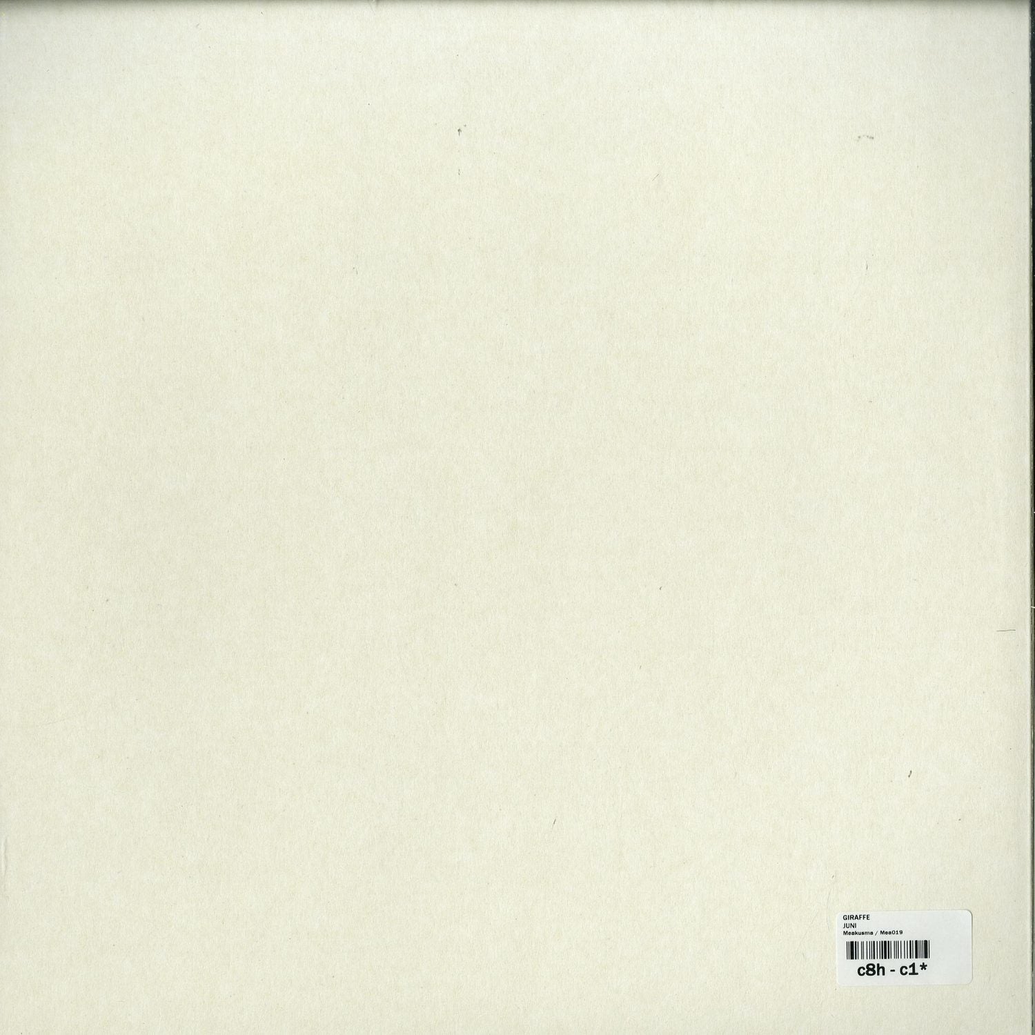 Back of Second Hand GIRAFFE – JUNI vinyl record, featuring record label and artwork details on the black vinyl surface.