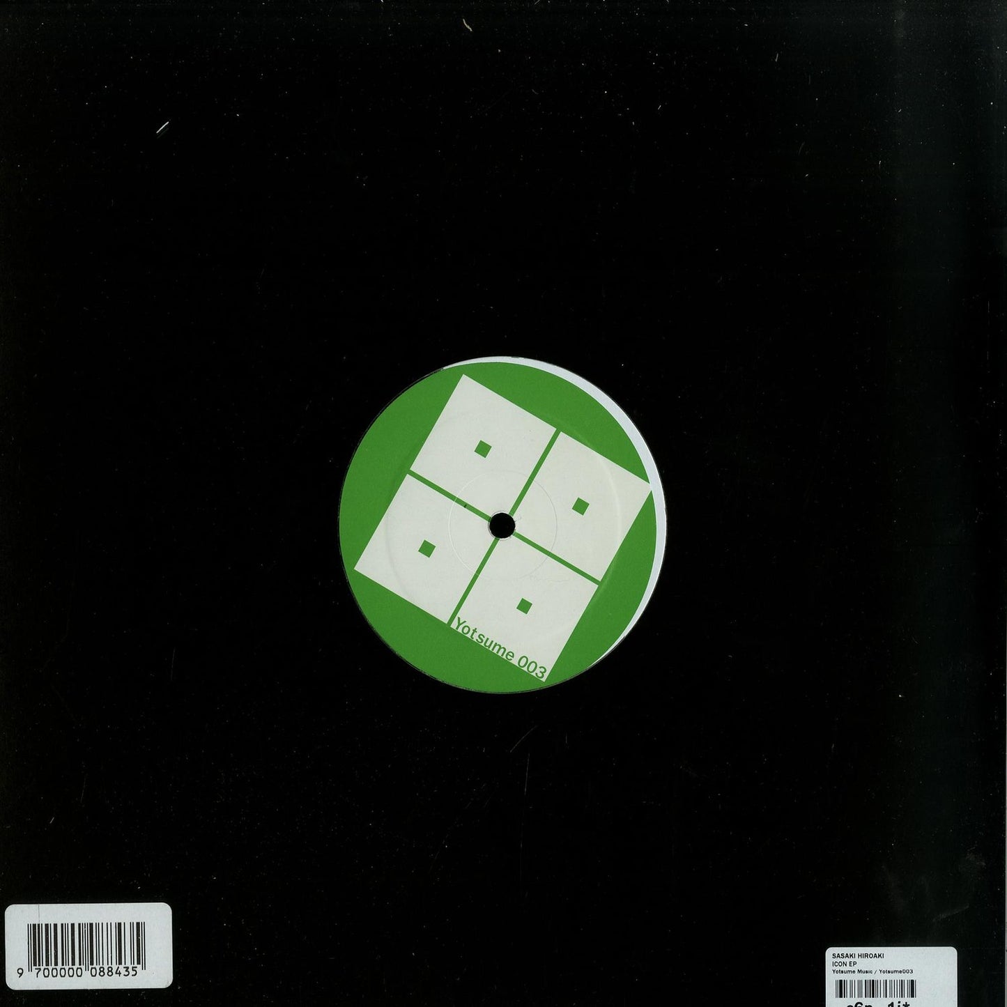 Second Hand SASAKI HIROAKI ICON EP vinyl record with black sleeve and label visible in a close-up shot.
