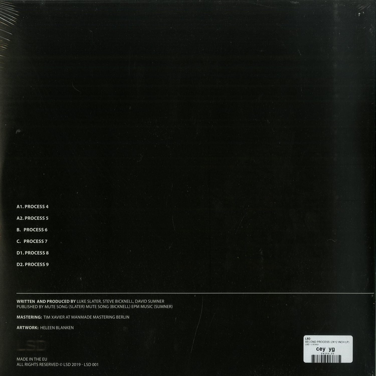 Second Hand LSD – SECOND PROCESS vinyl record with black label and album artwork visible on the back side.