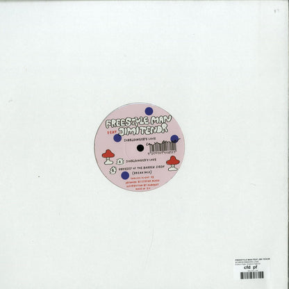 Decks Freestyle Man feat Jimi Tenor vinyl record with back cover art, showcasing the album "Schroedingers Love" in a classic vinyl format.