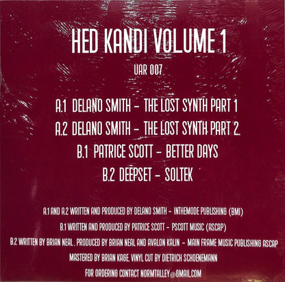 Deepset vinyl record by Delano Smith and Patrice Scott from Hed Kandi Volume 1, showing the back cover artwork.