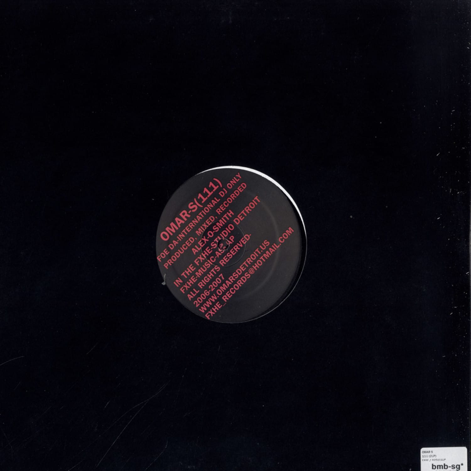Rubadub OMAR S 111 vinyl record back cover featuring abstract artwork and track list on a black background.