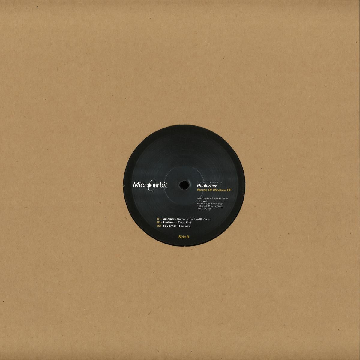 Back of Vinyl Future PAULARNER Words of Wisdom EP vinyl record, showing the black vinyl with label and protective sleeve