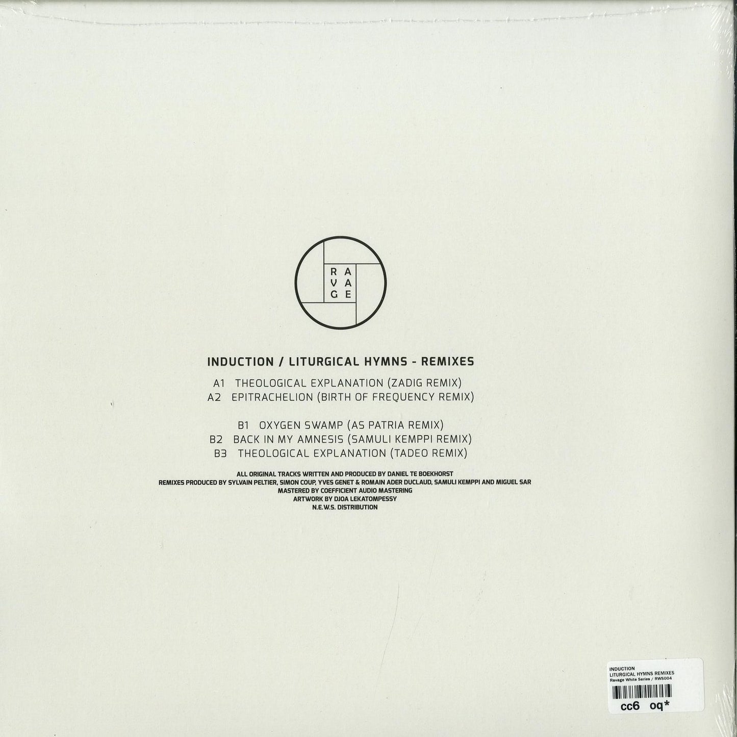 Second hand vinyl record of "Birth of Frequency" by Zadig, featuring Samuli Kemppi and Tadeo, with liturgical hymns remix artwork.