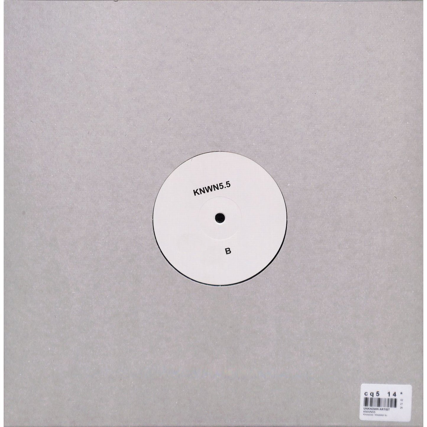 Decks KNOWONE KNWN5.5 vinyl record with black label and back cover featuring track details and artwork.