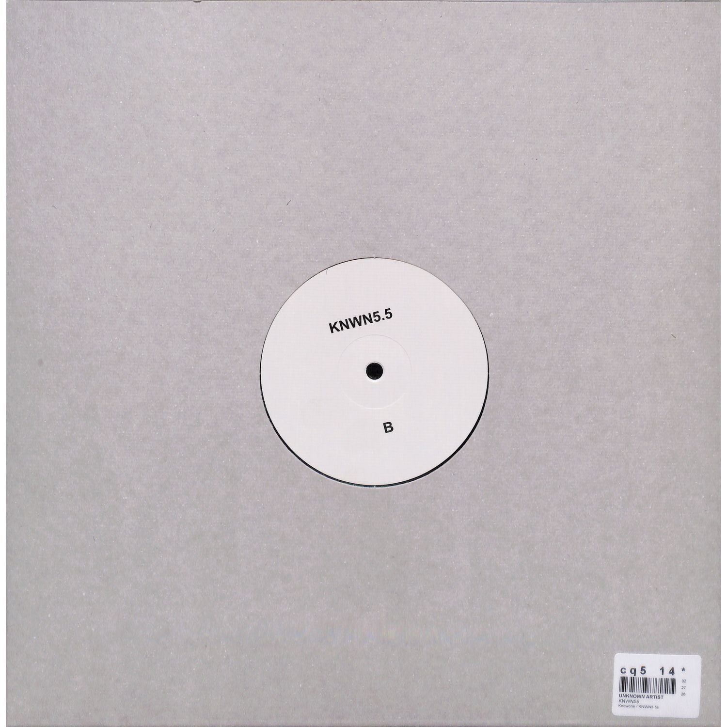 Decks KNOWONE KNWN5.5 vinyl record with black label and back cover featuring track details and artwork.