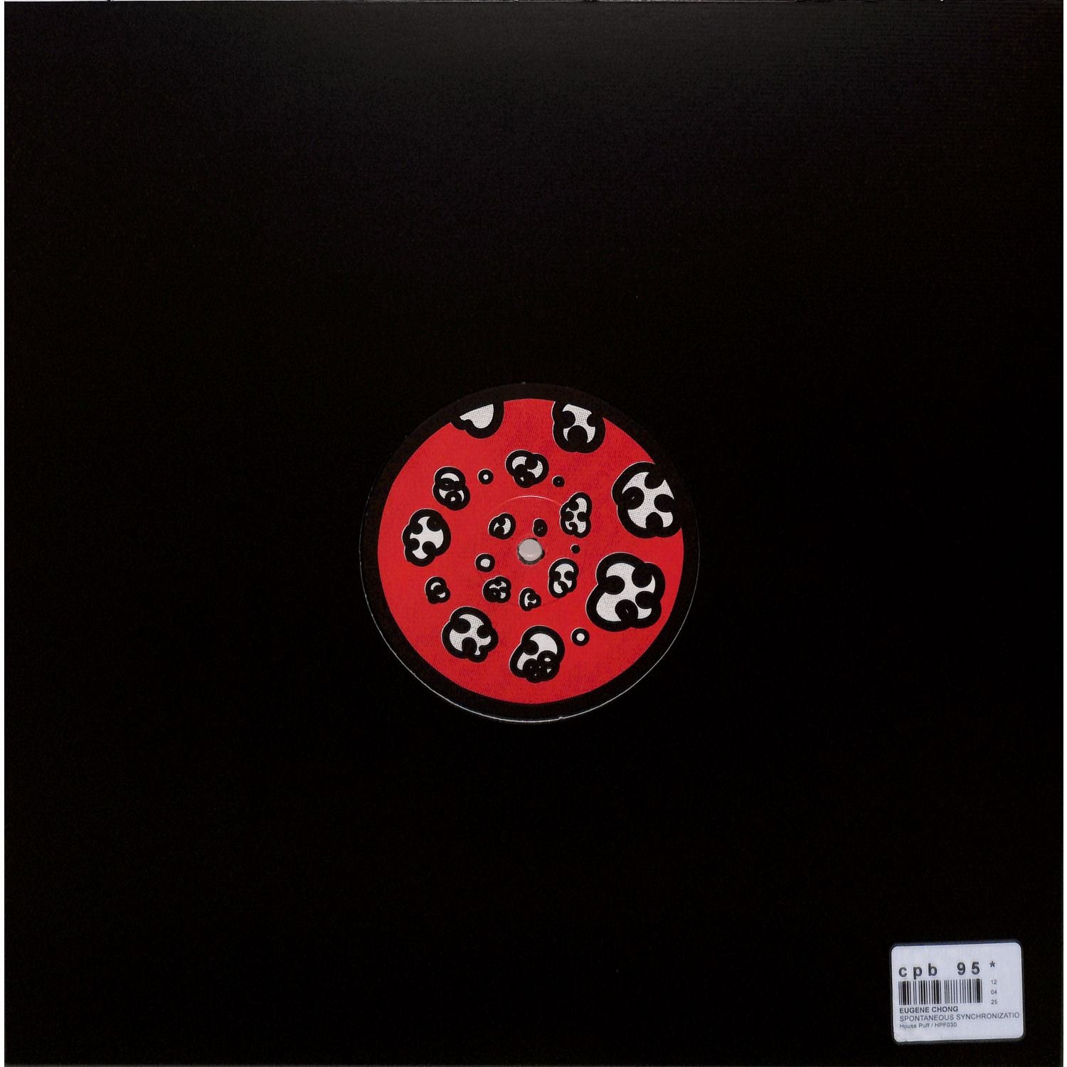 Back cover of Eugene Chong's Spontaneous Synchronization EP vinyl record by Syncrophone featuring abstract artwork and track details.