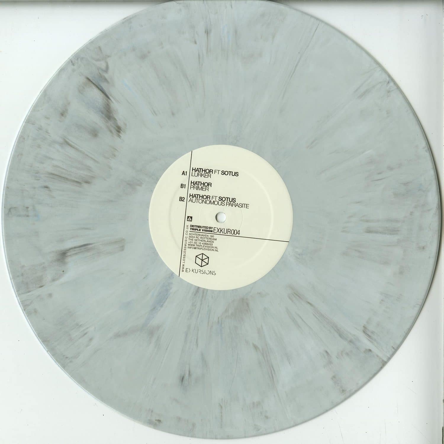 Back of Triple Vision HATHOR The Lurker EP vinyl record showing album artwork and record label details.