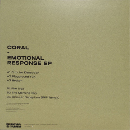 Back of Triple Vision Coral FFF Emotional Response EP vinyl record showing artwork and record label details.