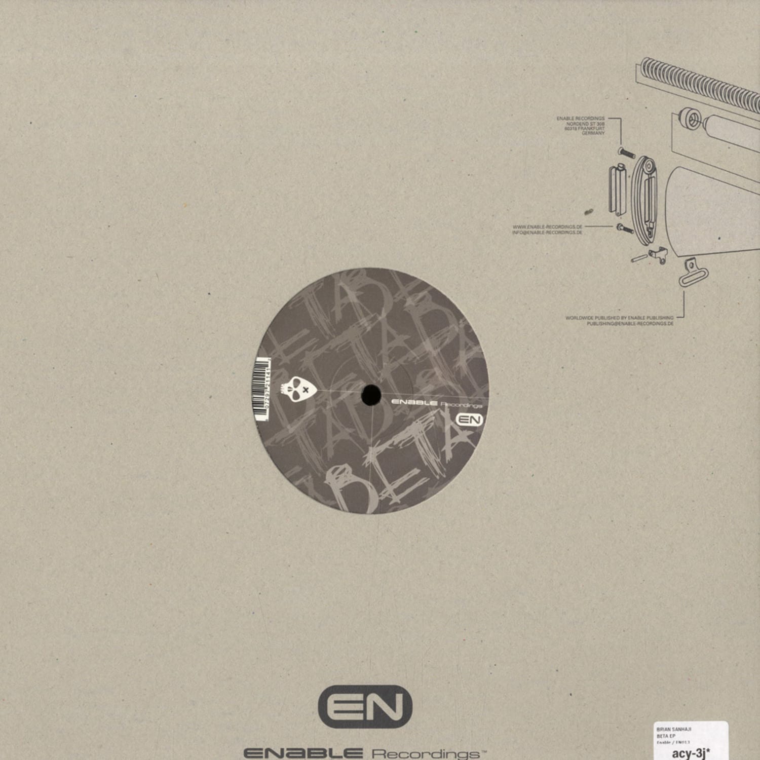 Back of Second Hand Brian Sanhaji Beta EP vinyl record with visible label and black vinyl surface.