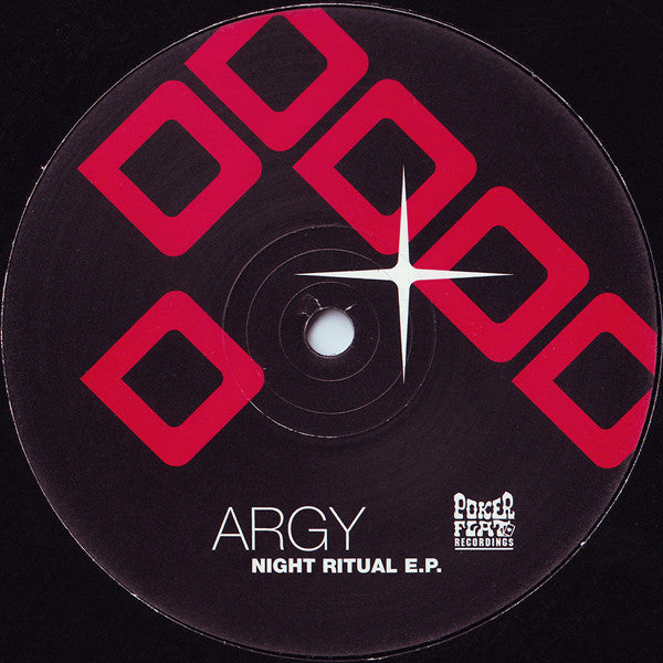 Second Hand ARGY Night Ritual E.P. vinyl record with black sleeve and label, showcasing the back cover design.