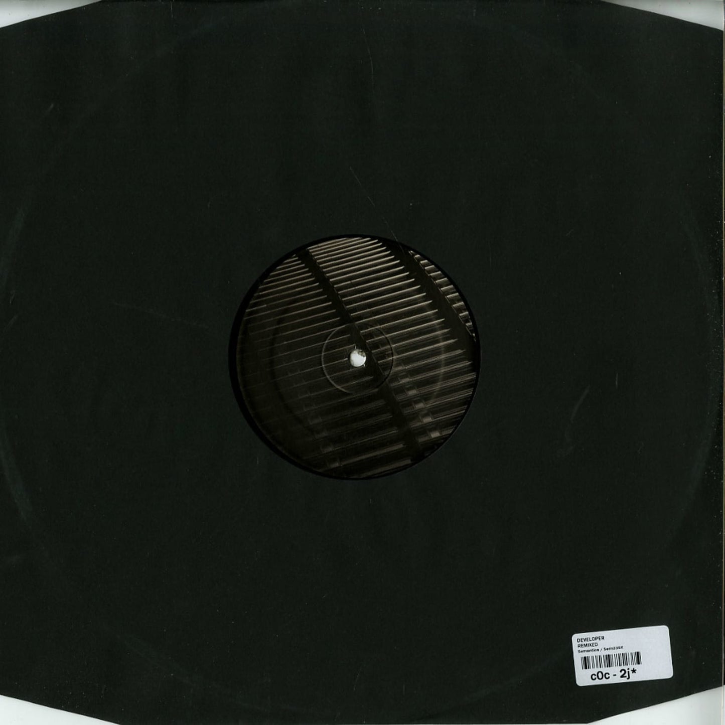Vinyl record of "Trade Beliefs Remixed" by Markus Suckut, featuring Developer NX1 Donor Shapednoise, second-hand, view of the back cover.