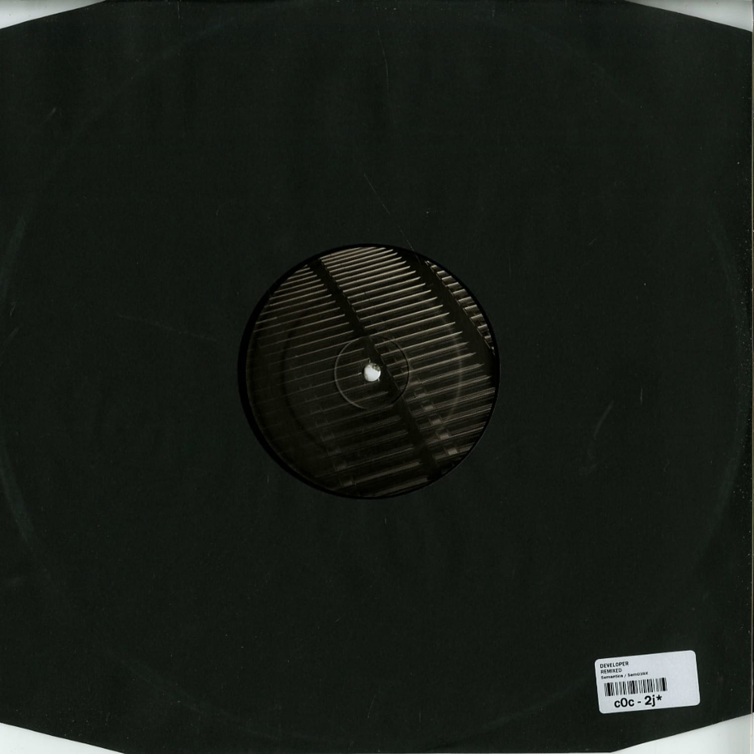 Vinyl record of "Trade Beliefs Remixed" by Markus Suckut, featuring Developer NX1 Donor Shapednoise, second-hand, view of the back cover.