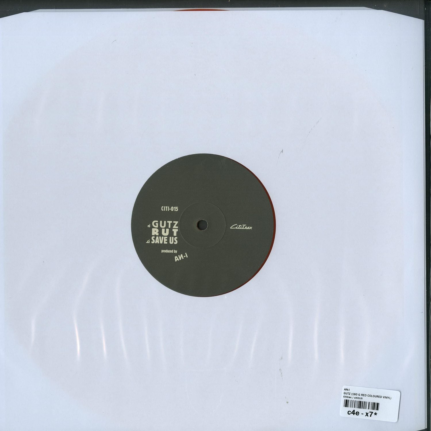 Back of Second Hand AN-I GUTZ vinyl record with label and grooves visible, showcasing its vintage music collectible design.