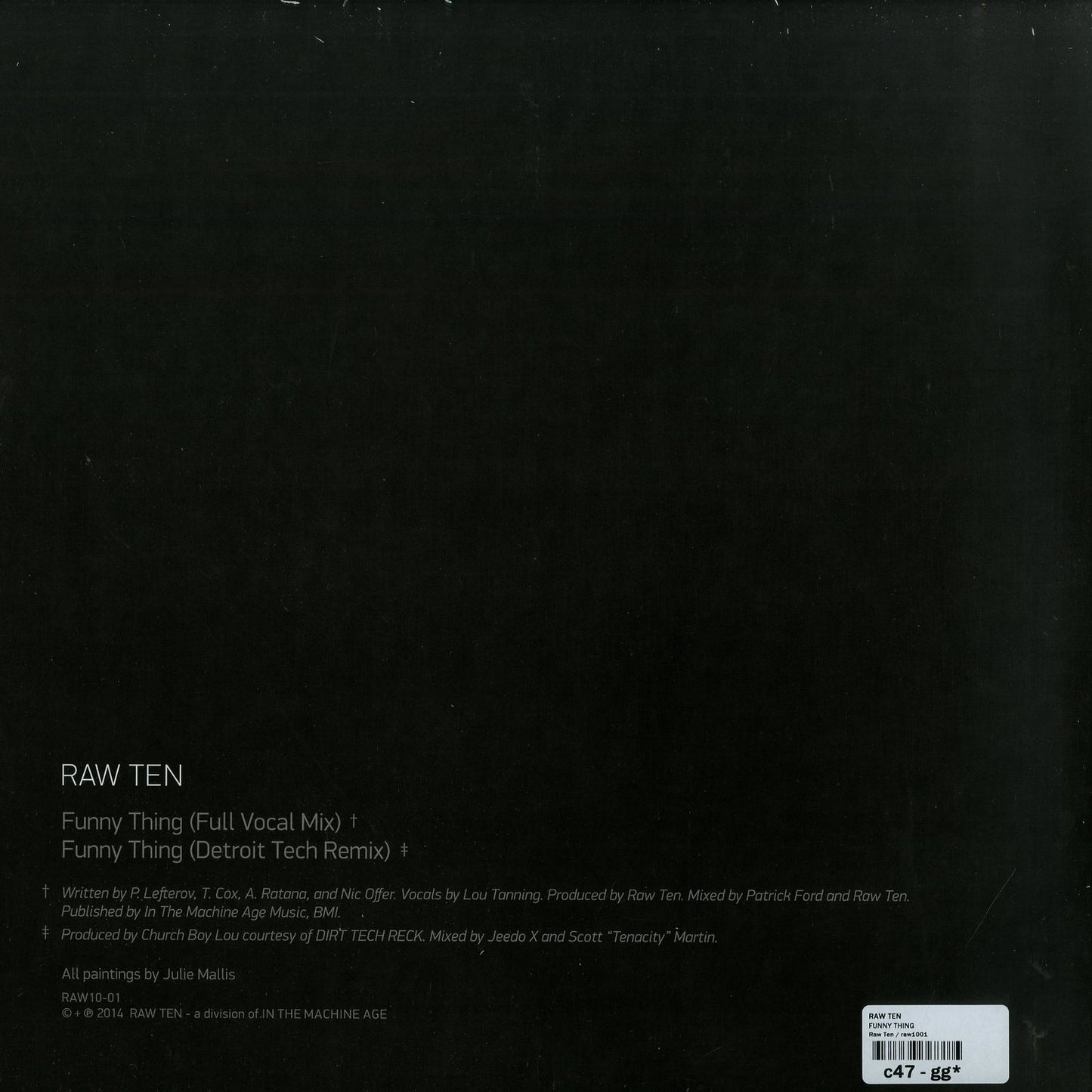 Decks RAW TEN Detroit Tech vinyl record featuring Church Boy Lou's Funny Thing with the back cover and track details visible.