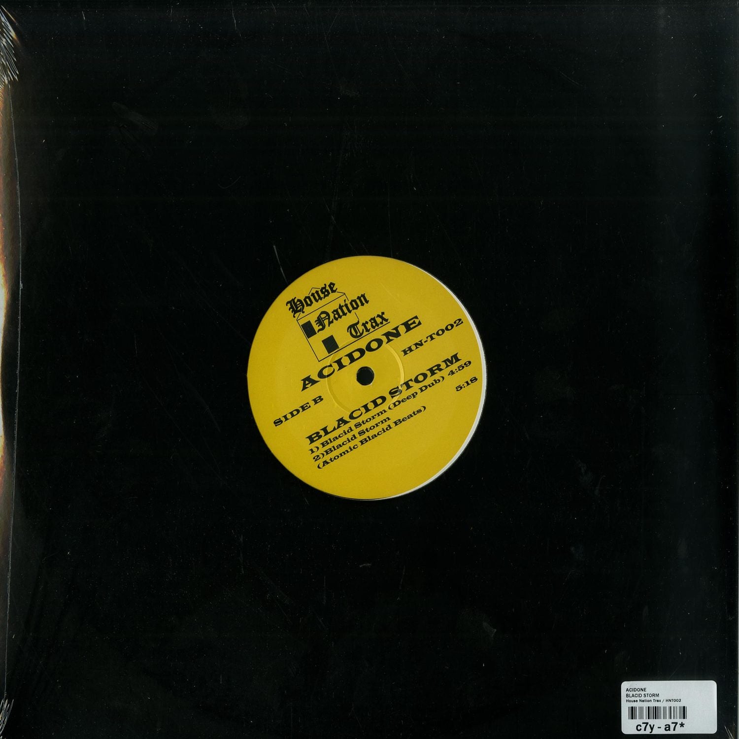 Second Hand ACIDONE Blacid Storm vinyl record with dark album cover art and bold typography on the back.