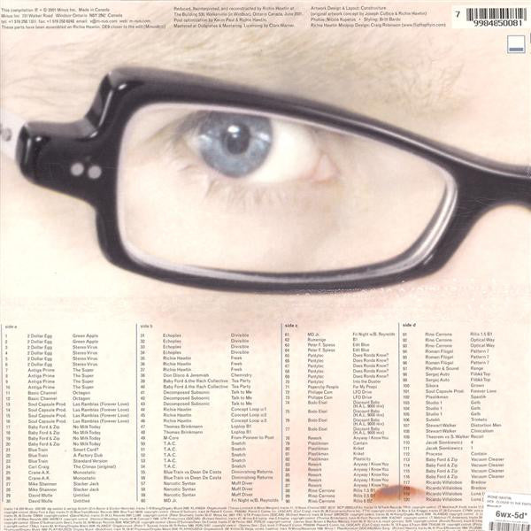 Second hand Richie Hawtin De9 Closer To The Edit vinyl record back cover with artwork and text design.
