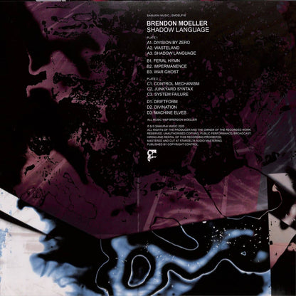 Triple Vision vinyl record of Brendon Moeller's Shadow Language, showcasing the back cover design.