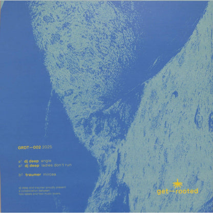 Back cover of Yoyaku DJ DEEP Traumér vinyl record GRDT 002, featuring artwork and tracklist details.