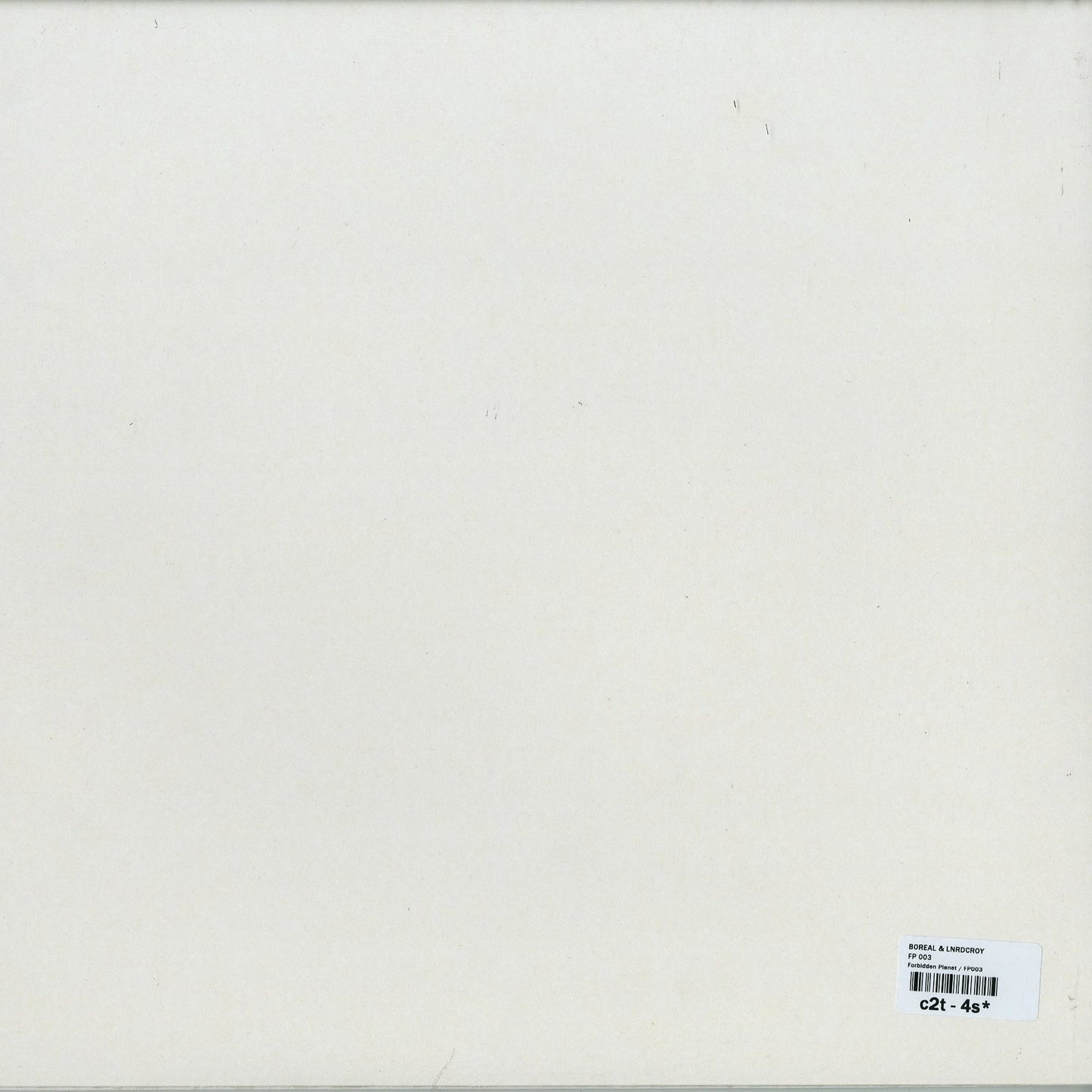 Second Hand vinyl record FP-003 by BOREAL & LNRDCROY, showing the back cover with artwork and text details.
