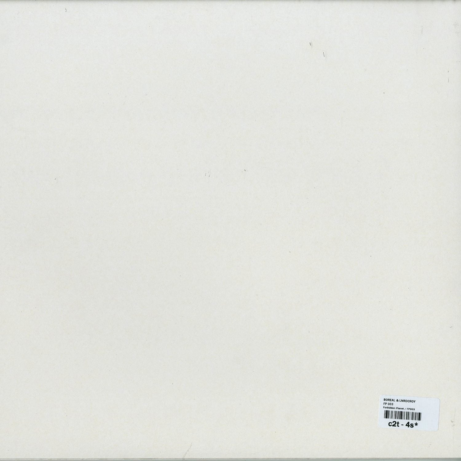 Second Hand vinyl record FP-003 by BOREAL & LNRDCROY, showing the back cover with artwork and text details.