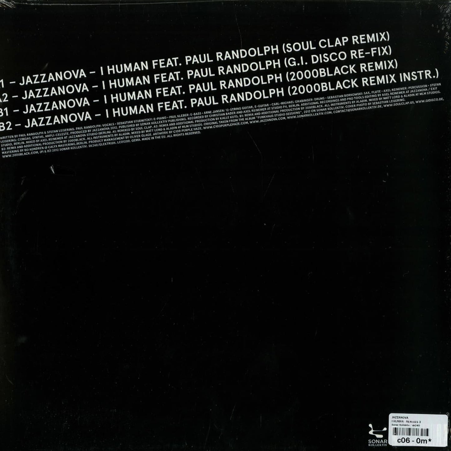 JAZZANOVA, PAUL RANDOLPH, SOUL CLAP, G.I. DISCO, 2000 BLACK – I HUMAN REMIXES 1