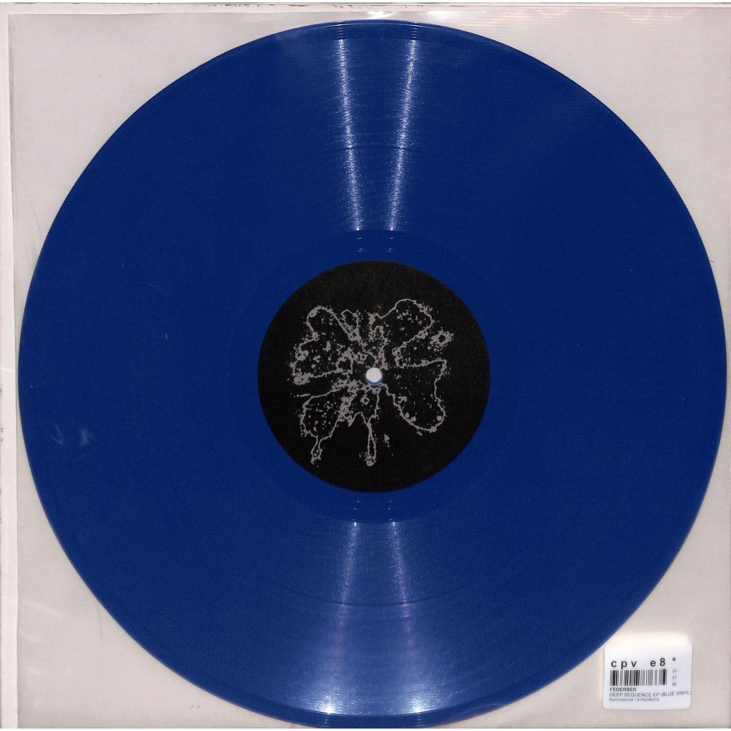 Back cover of Syncrophone vinyl record Federsen Deep Sequence EP showing artwork and tracklist details.