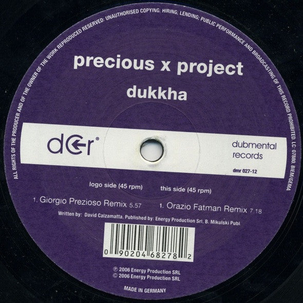 PRECIOUS X PROJECT ‎– DUKKHA