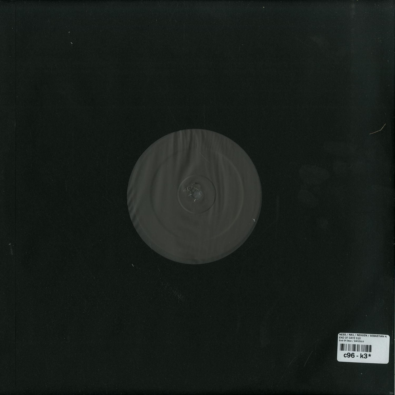Back of the Second Hand vinyl record "All Stars Vol. 1" by NESS, NX1, NEHUEN, and SEBASTIAN HABBEN, showing the black vinyl and label.