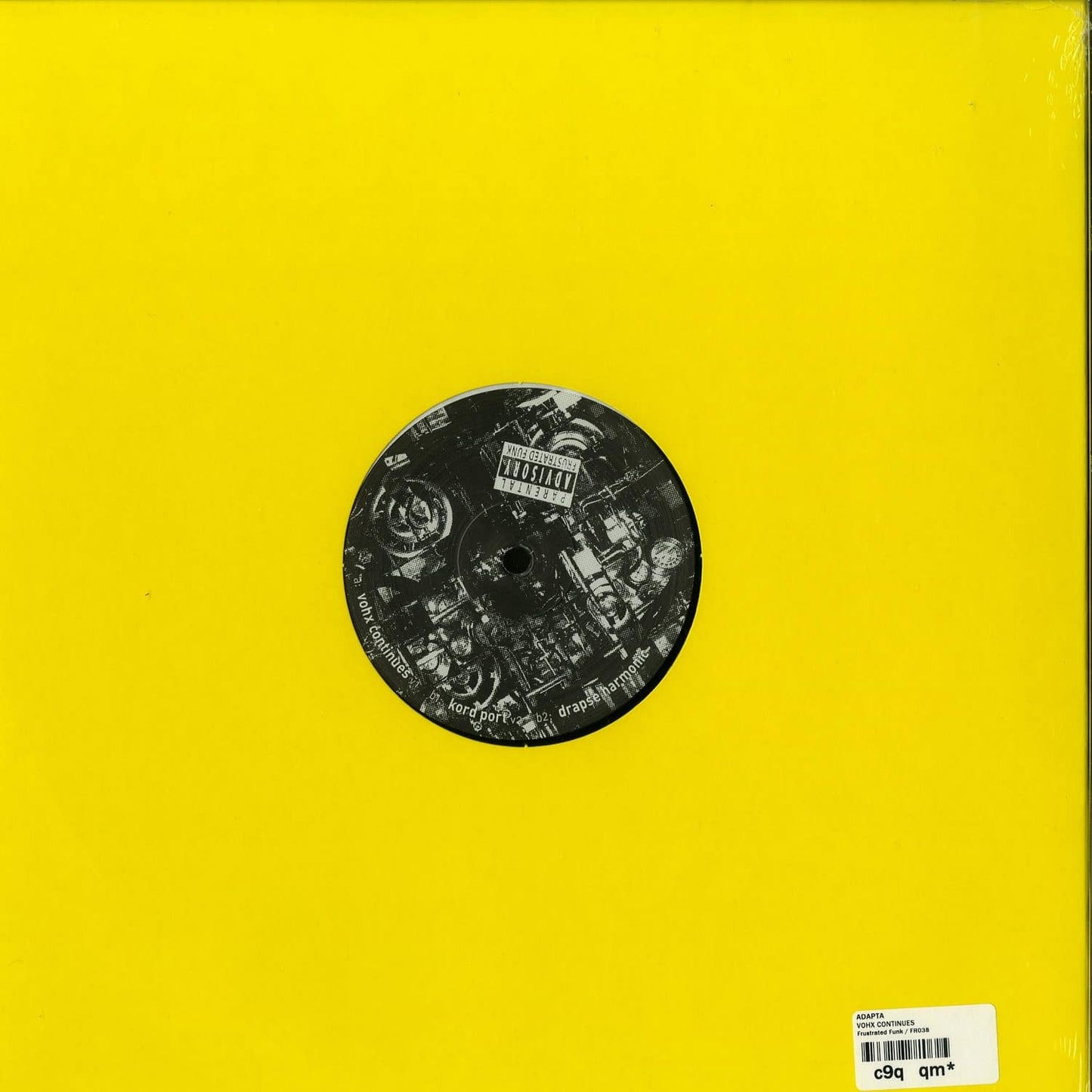 Second Hand ADAPTA VOHX Continues vinyl record with colorful label and black vinyl, shown from the back side.