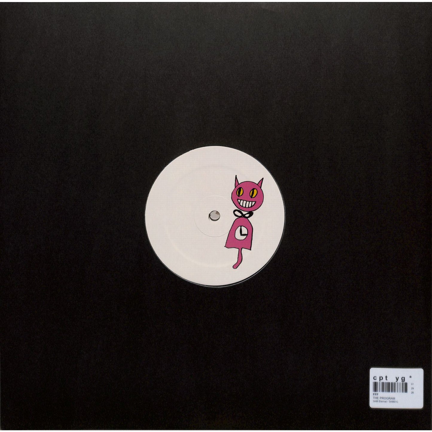 Back cover of Triple Vision FFF – THE PROGRAM vinyl record featuring artwork and track information.