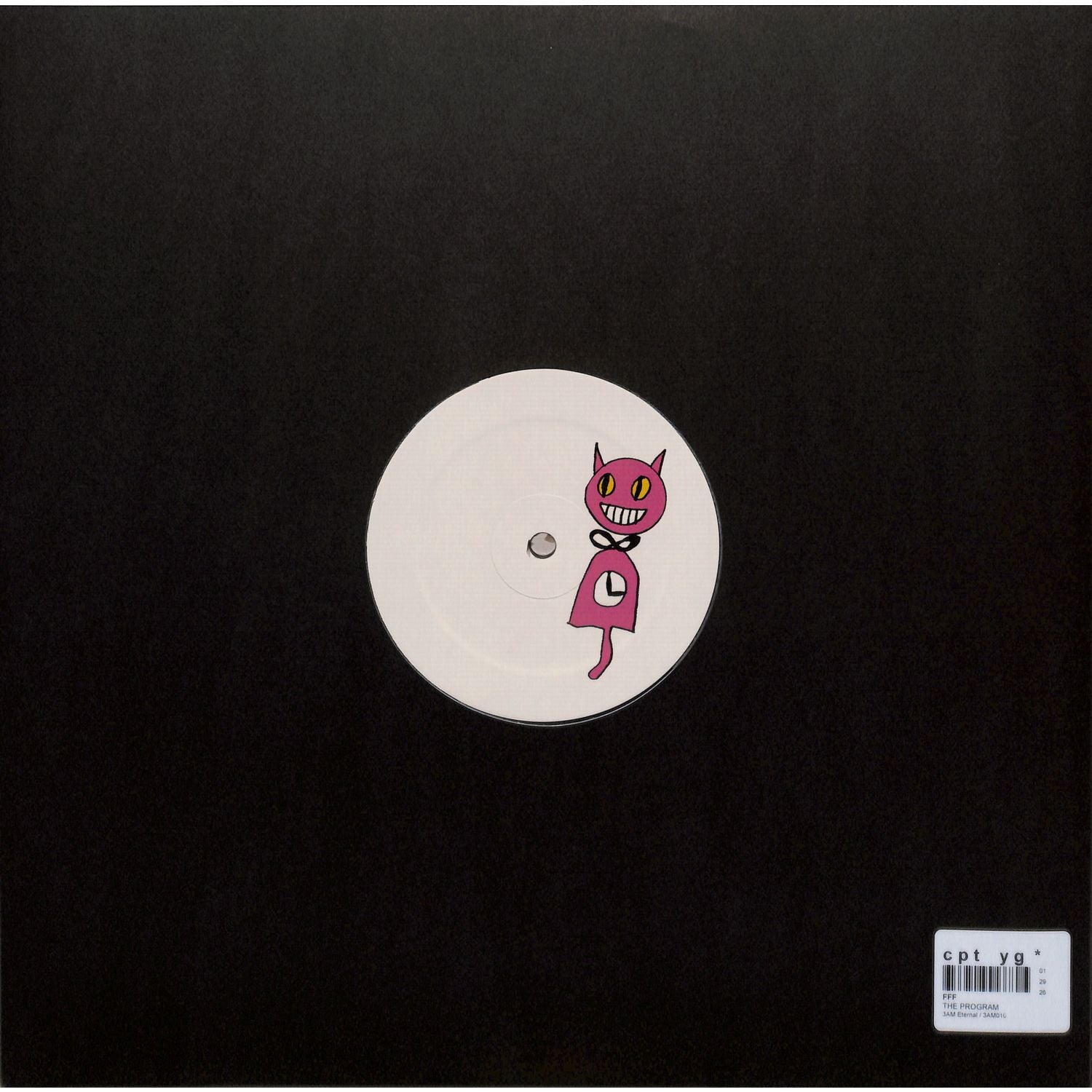 Back cover of Triple Vision FFF – THE PROGRAM vinyl record featuring artwork and track information.