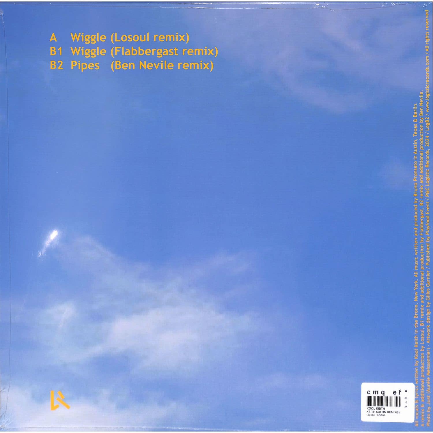 Blue vinyl record titled "Keith's Salon Remixes" by Kool Keith, Losoul, Flabbergast, and Ben Neville, from Syncrophone label.