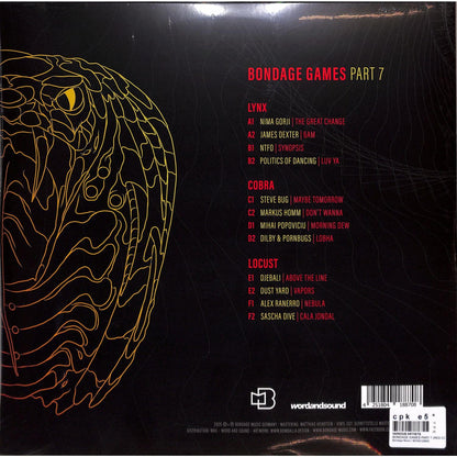 Vinyl record of "Bondage Games Part 7" by Various Artists, released by Word and Sound, showing the back cover artwork.