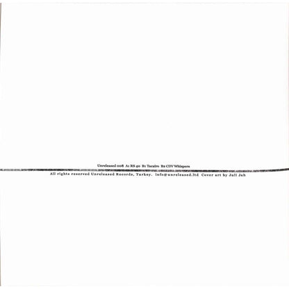 Yoyaku CESAR MERVEILLE ‎– CDV WHISPERS vinyl record with label art on a turntable, showing the back cover with track details.