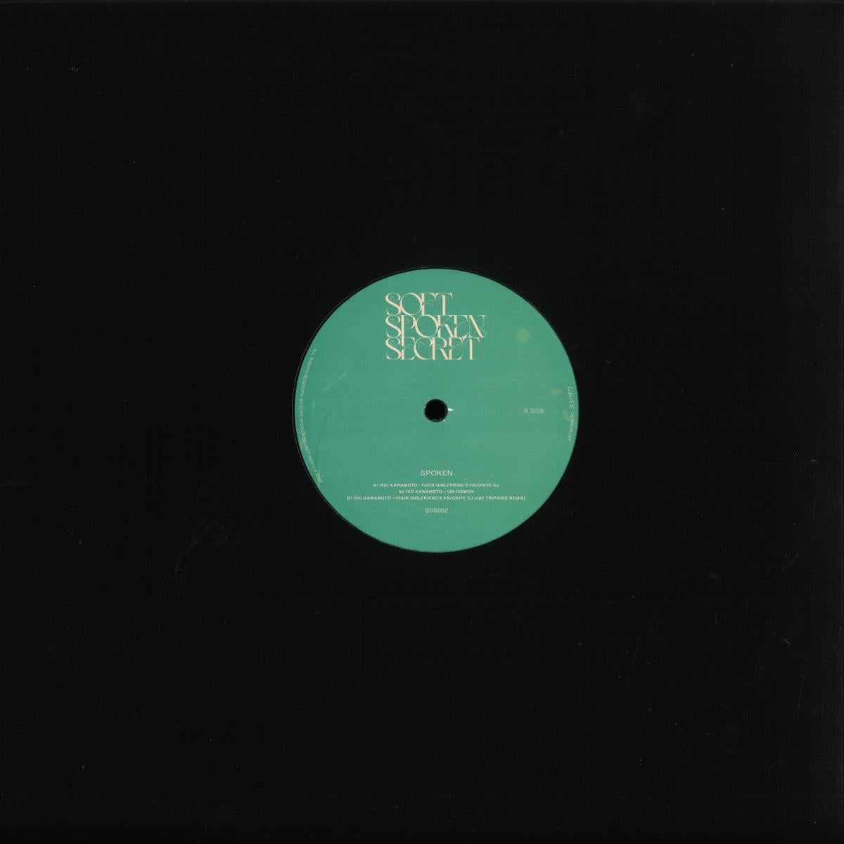 Vinyl Future RIO KAWAMOTO Jay Tripwire spoken word vinyl record with colorful abstract cover art, back view showing record label.