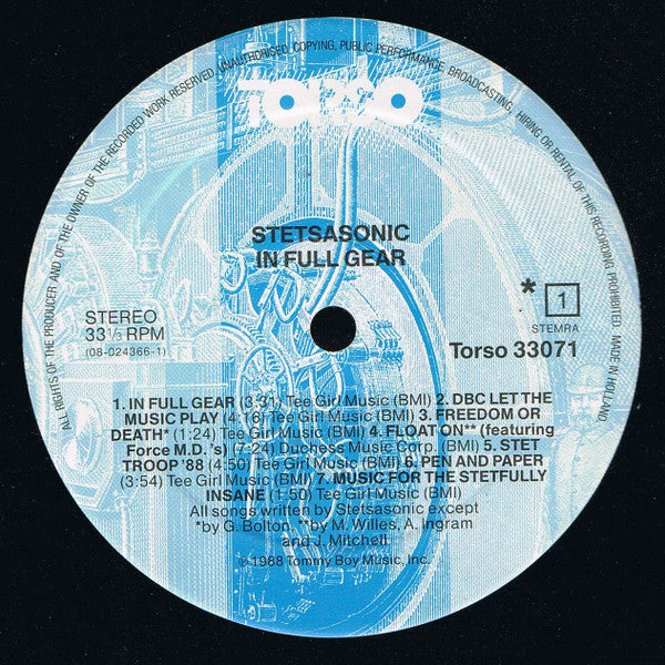 Second Hand Stetsasonic In Full Gear vinyl record album cover, featuring bold graphic design and artist logo.