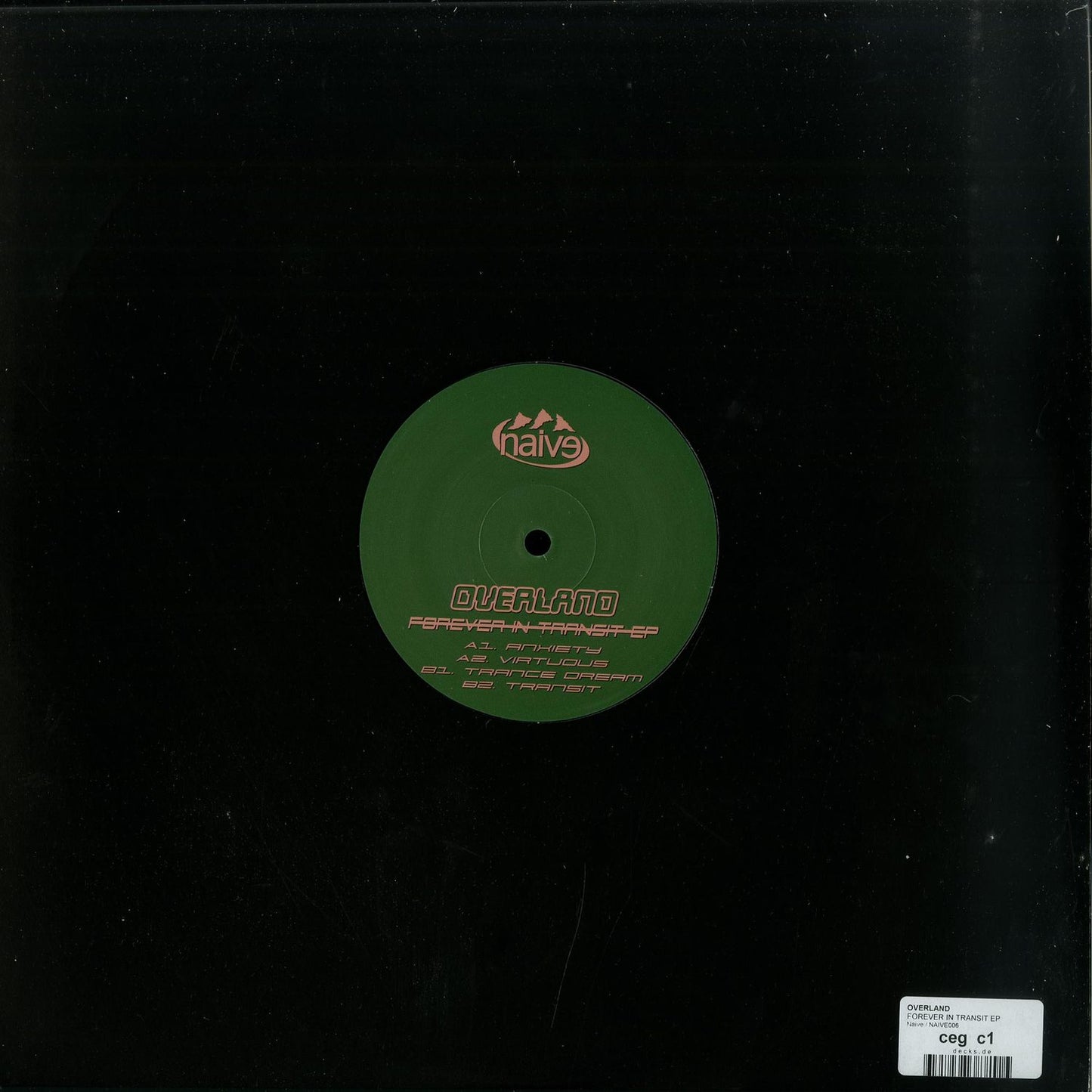 Second Hand Overland Forever in Transit vinyl record with back cover art featuring abstract design and track listing.