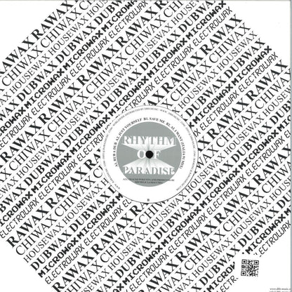 Back cover of DBH Rhythm of Paradise – Rub a Dub EP vinyl record, featuring colorful album artwork and track details.